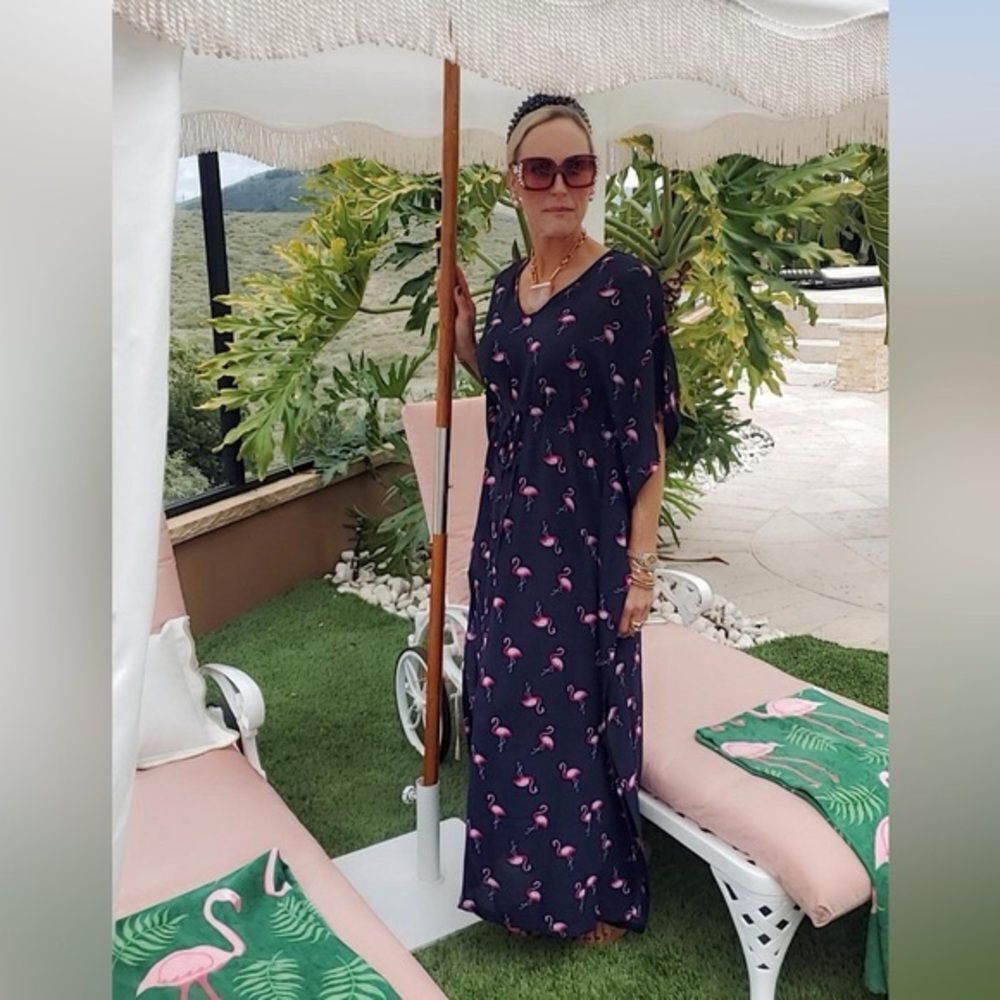 Agnes & Dora Navy Flamingo Maxi Dress
